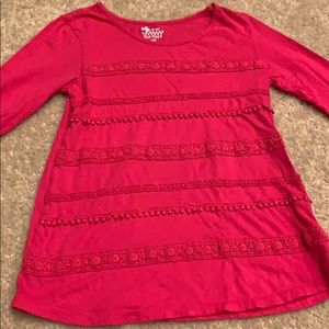 Girls Pink 3/4 Sleeve Shirt